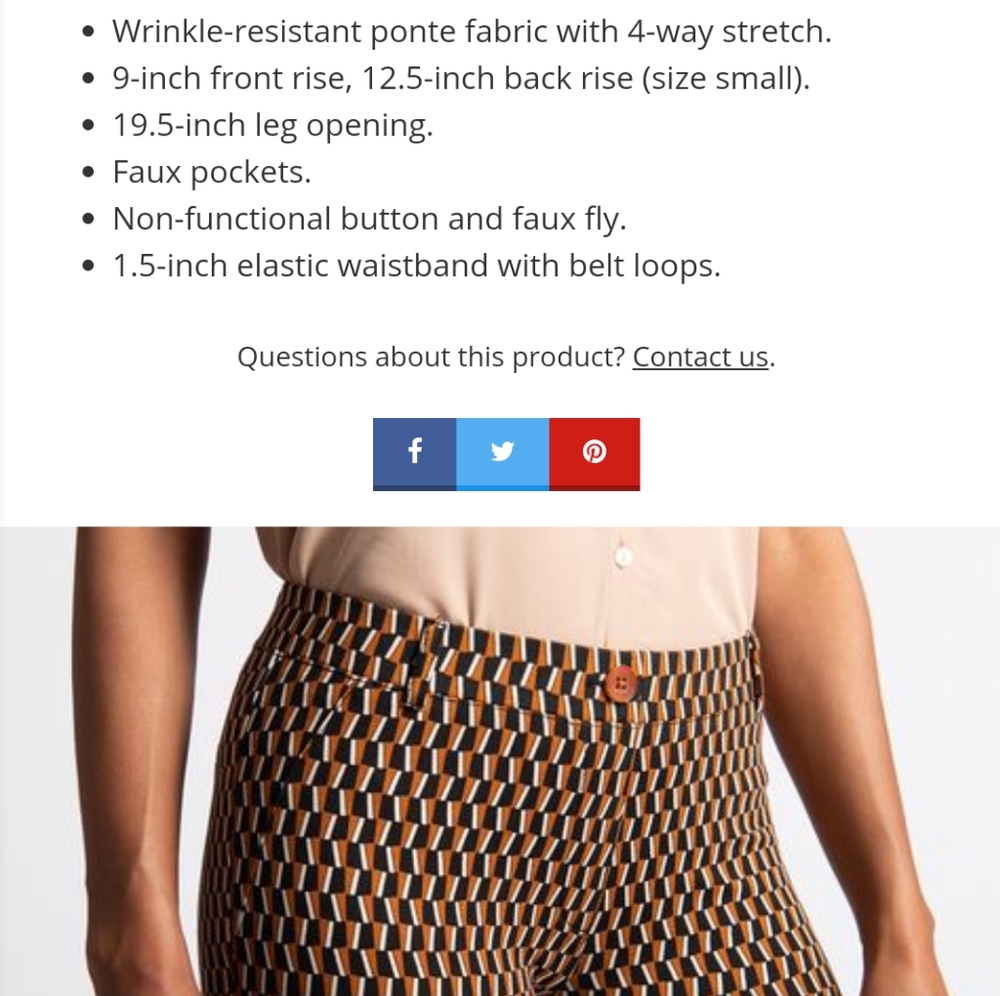 Betabrand Geometric Patterned Boot Cut Pants - image 2